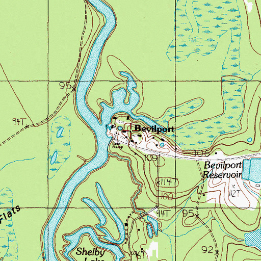 Topographic Map of Bevelport Townsite Historical Monument, TX
