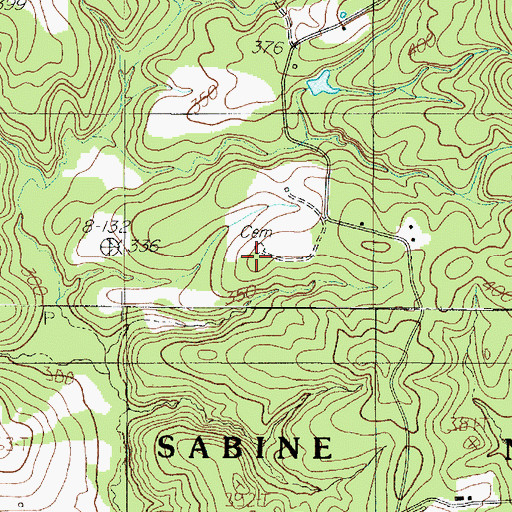 Topographic Map of Bickley Cemetery, TX