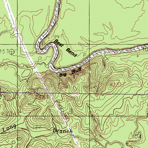 Topographic Map of Big Bluff, TX