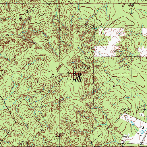 Topographic Map of Big Hill, TX