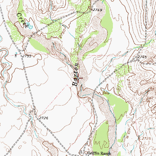 Topographic Map of Big Sandy Creek, TX