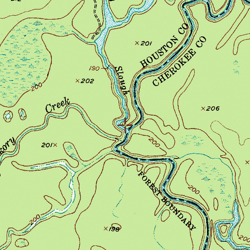 Topographic Map of Big Slough, TX