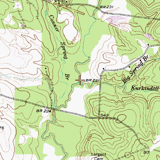 Topographic Map of Big Spring Branch, TX