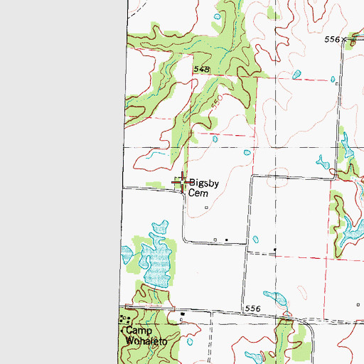 Topographic Map of Bigsby Cemetery, TX