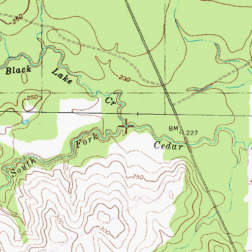 Topographic Map of Black Lake Creek, TX