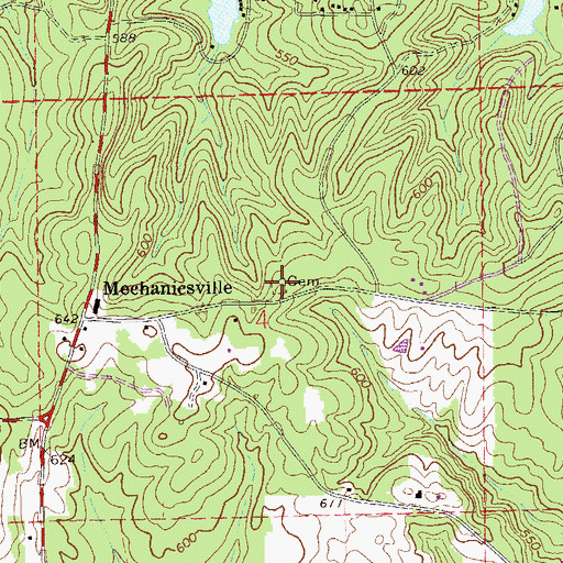 Topographic Map of Dickinson Chapel Methodist Church (historical), AL
