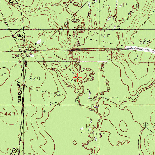 Topographic Map of Blackland Cemetery, TX