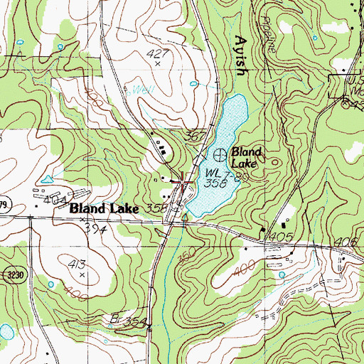 Topographic Map of Bland Lake, TX