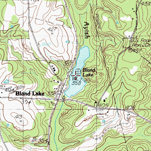 Topographic Map of Bland Lake, TX