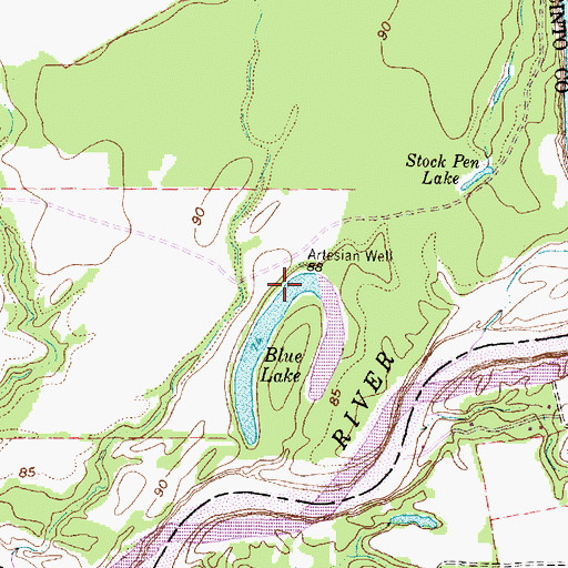 Topographic Map of Blue Lake, TX