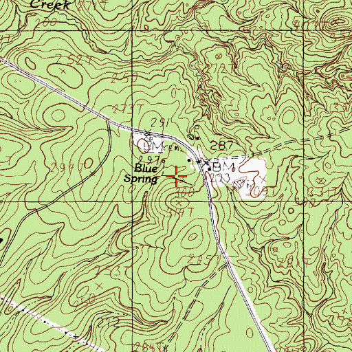 Topographic Map of Blue Spring, TX