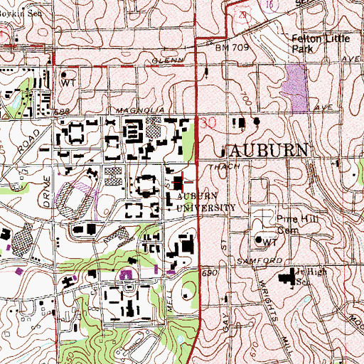 Topographic Map of Draughon Library, AL