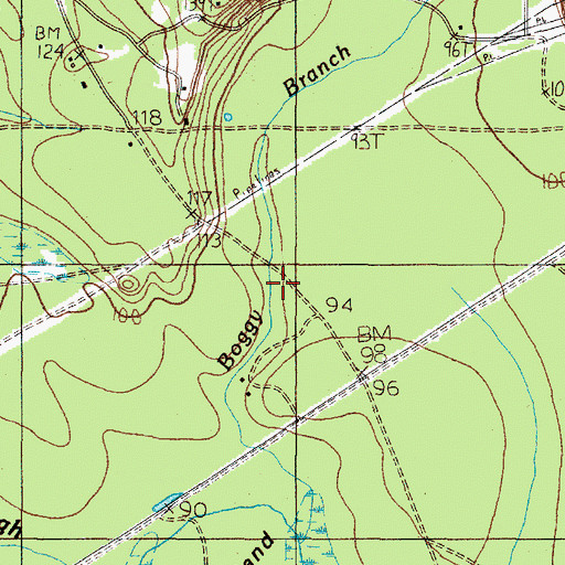 Topographic Map of Boggy Branch, TX