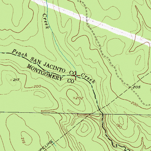 Topographic Map of Boggy Creek, TX