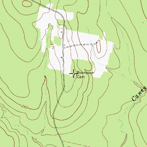 Topographic Map of Boontown Cemetery, TX