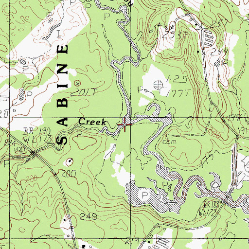 Topographic Map of Bourghs Creek, TX