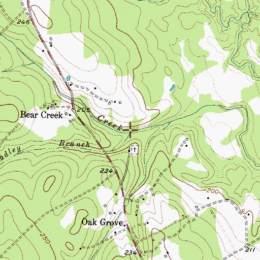 Topographic Map of Bradley Branch, TX