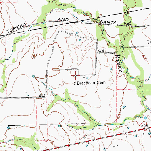 Topographic Map of Brecheen Cemetery, TX