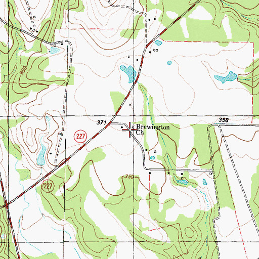 Topographic Map of Brewington Church, TX