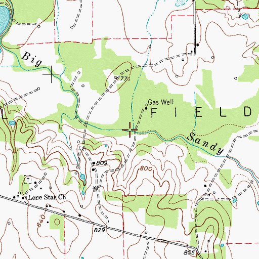 Topographic Map of Briar Branch, TX