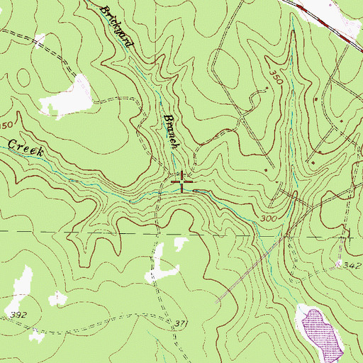 Topographic Map of Brickyard Branch, TX