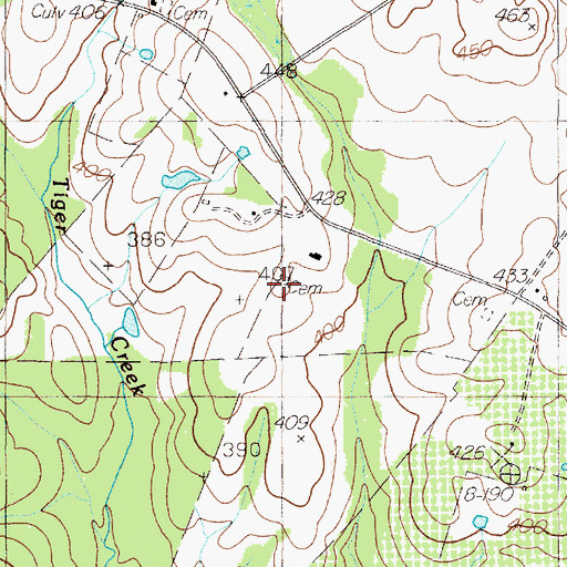 Topographic Map of Brooks Cemetery, TX