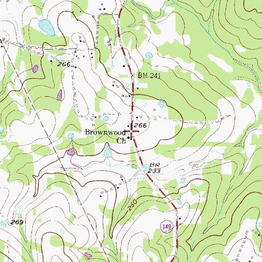Topographic Map of Brownwood Church, TX