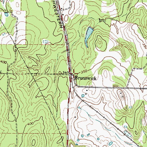 Topographic Map of Brunswick, TX