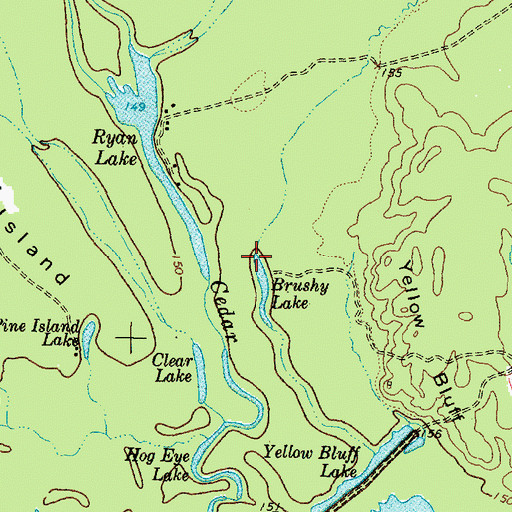 Topographic Map of Brushy Lake, TX