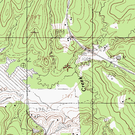 Topographic Map of Bullet Creek, TX
