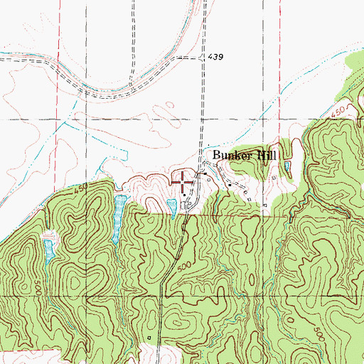 Topographic Map of Bunker Hill, TX