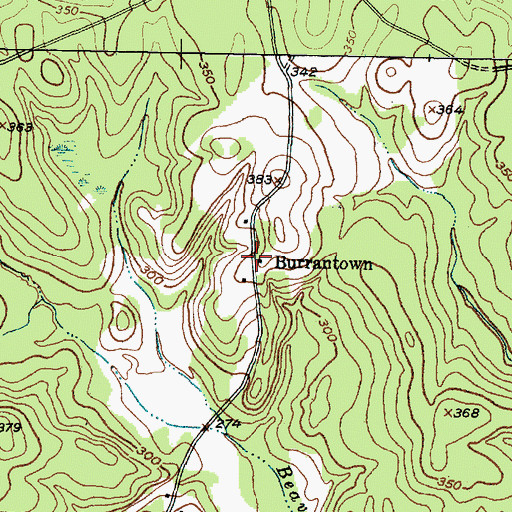 Topographic Map of Burrantown, TX
