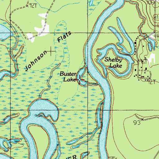 Topographic Map of Buster Lake, TX