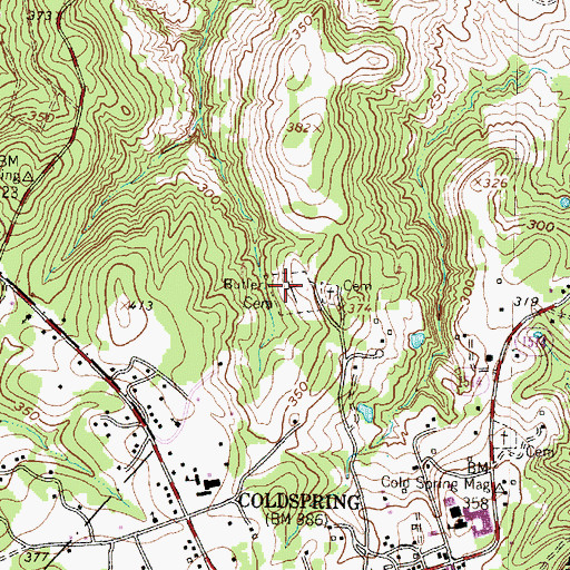 Topographic Map of Butler Cemetery, TX