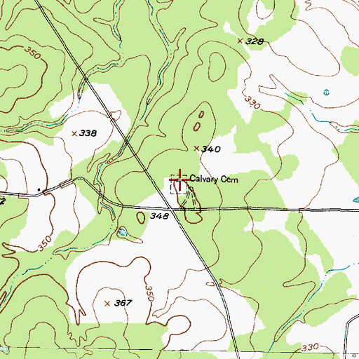 Topographic Map of Calvary Cemetery, TX