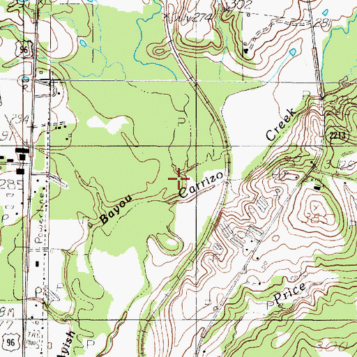 Topographic Map of Carrizo Creek, TX