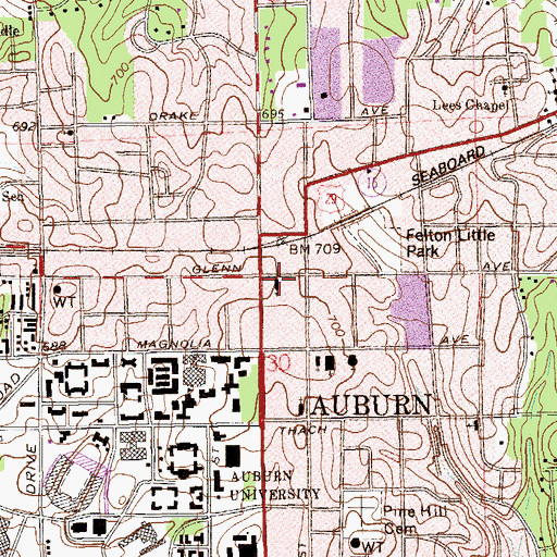 Topographic Map of First Baptist Church, AL