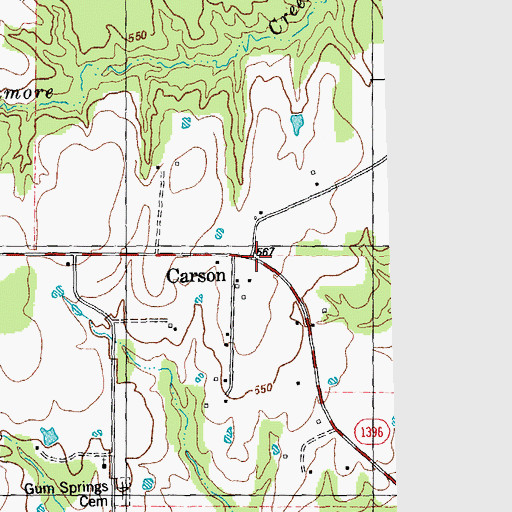 Topographic Map of Carson, TX