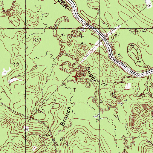 Topographic Map of Carter Branch, TX