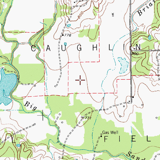 Topographic Map of Caughlin Oil Field, TX