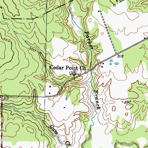Topographic Map of Cedar Point Church, TX