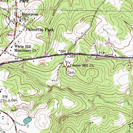 Topographic Map of Center Hill Church, TX