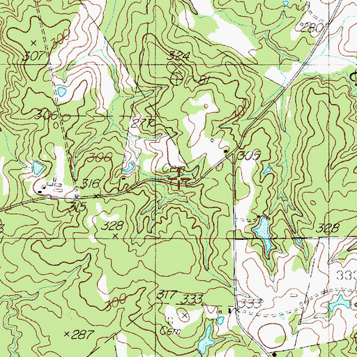 Topographic Map of Center Ridge Cemetery, TX