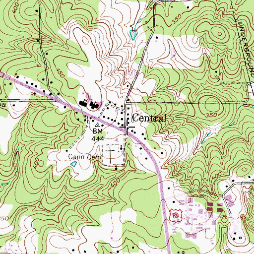 Topographic Map of Central, TX