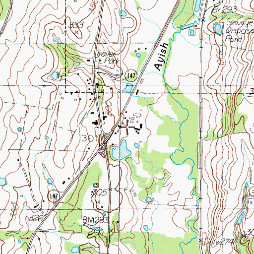 Topographic Map of Central Church, TX