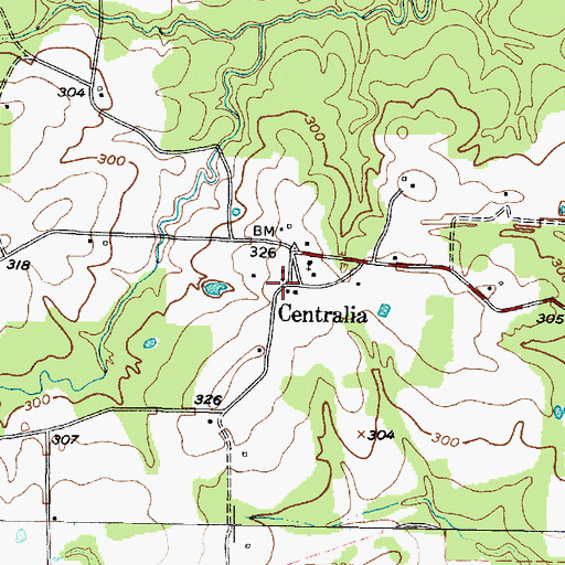Topographic Map of Centralia, TX