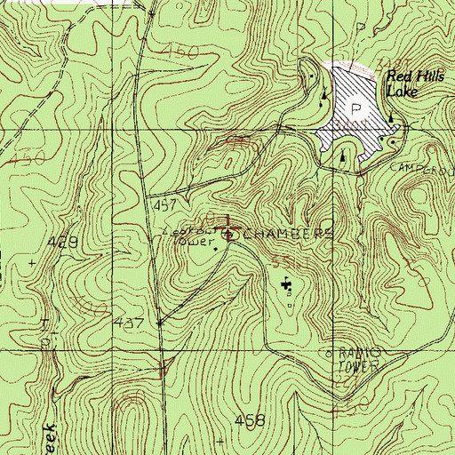 Topographic Map of Chambers Hill Lookout, TX