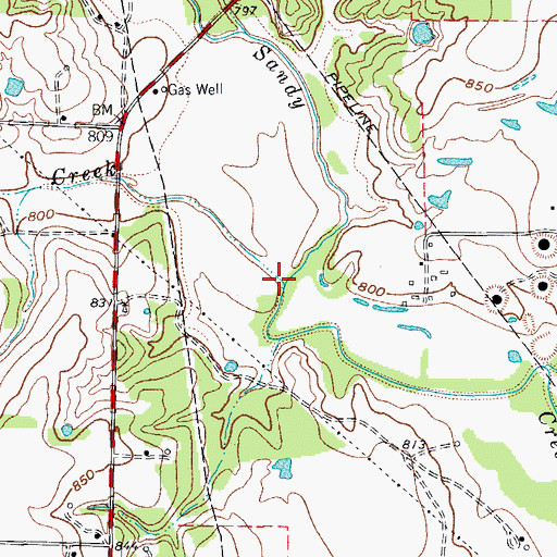 Topographic Map of Chicken Creek, TX