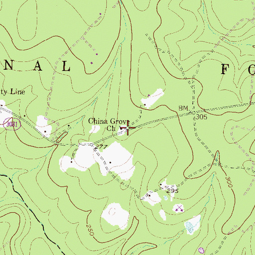 Topographic Map of China Grove Church, TX