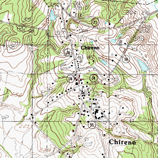 Topographic Map of Chireno, TX